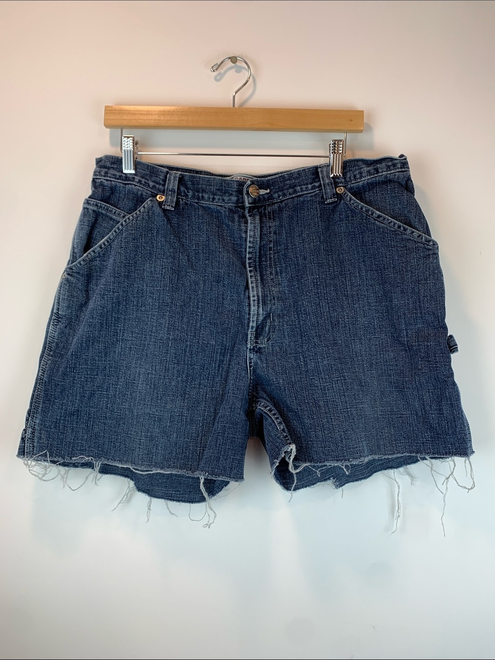 Carpenter distressed jean shorts sz 34 grunge goth moto casual blue collar work